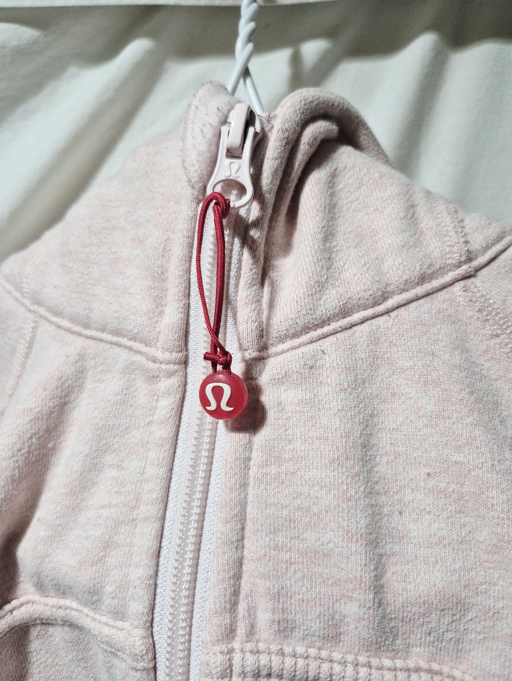 lululemon athletica Kids' Light Pink Hooded Zip Jacket with Red Logo Pull